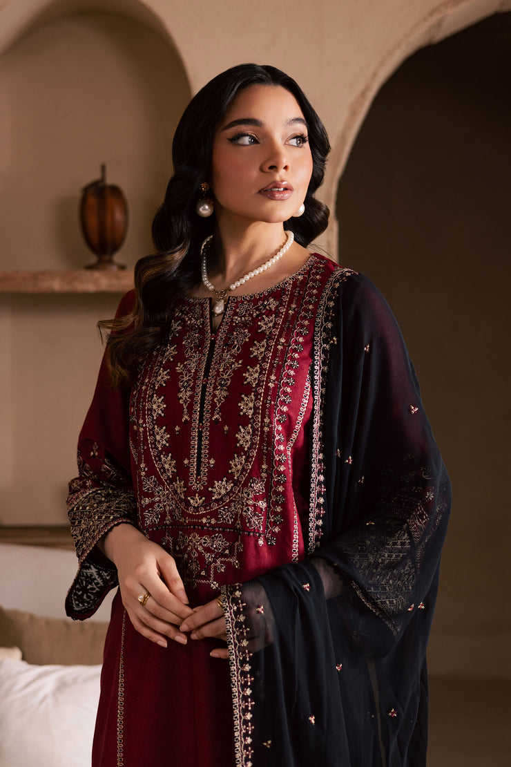 Radish 3Pc - Embroidered Khaddar Dress
