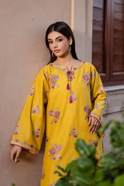 Yellow Anya 2Pc - Embroidered Khaddar Dress