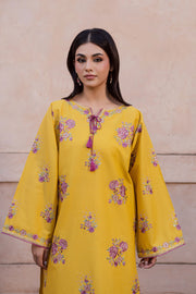 Yellow Anya 2Pc - Embroidered Khaddar Dress