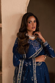 Blue Wester 3Pc - Embroidered Karandi Dress