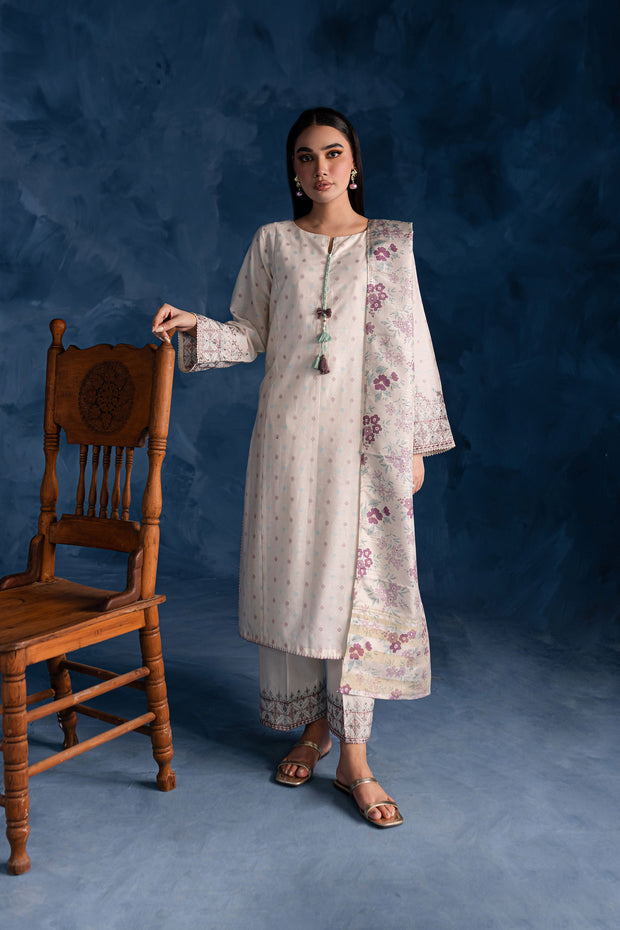 White Rose 3Pc - Embroidered Lawn Dress