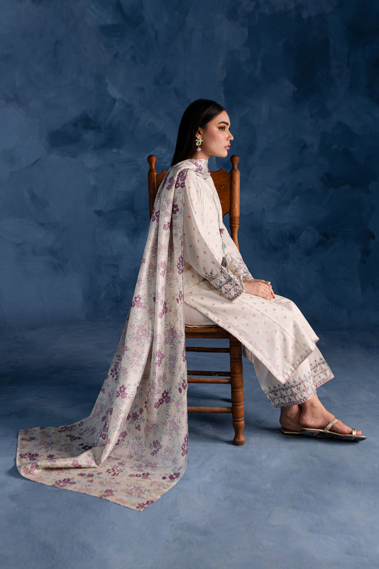 White Rose 3Pc - Embroidered Lawn Dress