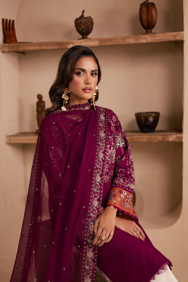 Zeva 3Pc - Embroidered Khaddar Dress