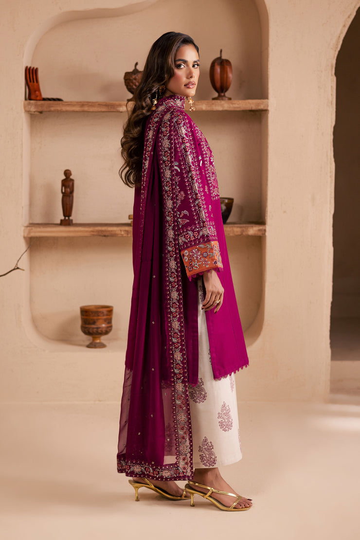 Zeva 3Pc - Embroidered Khaddar Dress