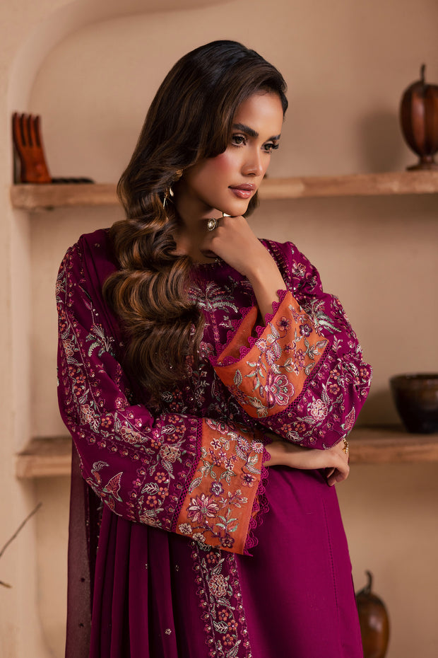 Zeva 3Pc - Embroidered Khaddar Dress